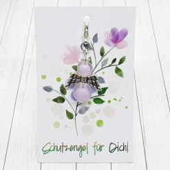 Online Schutzengel silberfarben lila – Glücksbringer & Geschenk mit Acrylperlen Geschenke
