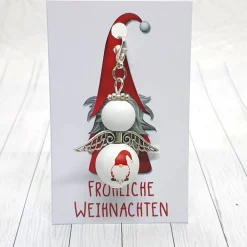 Online Schutzengel Wichtel rot – Großer Holzperlen Anhänger mit Wunschkärtchen Geschenke