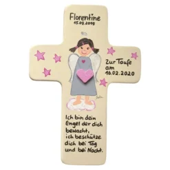Schutzengelkreuz für Mädchen Taufkreuz, Kinderkreuz Geschenk zur Taufe / Geburt Geschenke