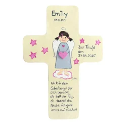 Schutzengelkreuz für Mädchen Taufkreuz, Kinderkreuz Geschenk zur Taufe / Geburt Geschenke