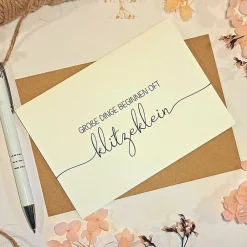 Clearance Schwangerschaft verkünden – Minimalistische Glückwunschkarte „Große Dinge beginnen oft klitzeklein“ mit Umschlag Glückwunschkarten