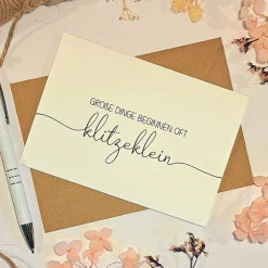 Clearance Schwangerschaft verkünden – Minimalistische Glückwunschkarte „Große Dinge beginnen oft klitzeklein“ mit Umschlag Glückwunschkarten