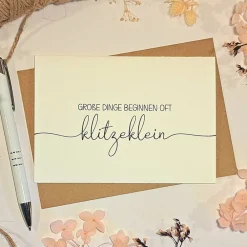 Clearance Schwangerschaft verkünden – Minimalistische Glückwunschkarte „Große Dinge beginnen oft klitzeklein“ mit Umschlag Glückwunschkarten