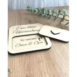 Best Schwangerschaft verkünden Holzkarte mit Überraschungseffekt Wir bekommen ein Baby, personalisiert Baby verkünden Geschenkverpackungen
