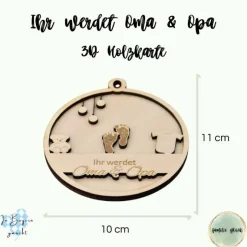 Clearance Schwangerschaft verkünden Christbaumkugel aus Holz in 3D Optik Ihr werdet Oma & Opa, Baby verkünden Baumschmuck