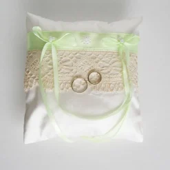 Clearance Seiden-Ringkissen, Ringkissen Seide mit Spitze, Strumpfband Gothik, Handarbeit, Ringkissen-Hochzeit, Ringkissen mint, Ringkissen Wildseide Ringkissen