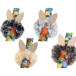 Best Serviettenringe Osterhasen 4er Set – Handgemachte Osterdeko aus Fellwolle und Holz Osterhasen