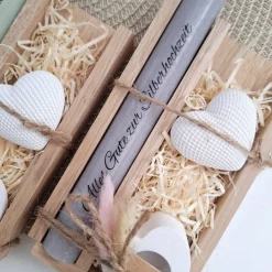 Discount Silberhochzeit Silberhochzeitsgeschenk Dekoherz Kerzenhalter Herz Stabkerze Kerzenbox Holzbox Mitbringsel Hochzeitsgeschenke