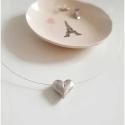 Brautschmuck|AhaSchmuck Silberkette mit Herzanhänger, minimalistisch und schlicht