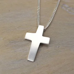 Discount Silberkreuz "Pirmin" mit Lederband oder Kette, Geschenk zur Konfirmation, Firmung, personalisierbar, Gravur möglich Schmuck