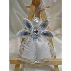 Outlet Silber-Weißer Engel – Handgefertigter Weihnachtsanhänger Baumschmuck