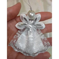 Outlet Silber-Weißer Engel – Handgefertigter Weihnachtsanhänger Baumschmuck