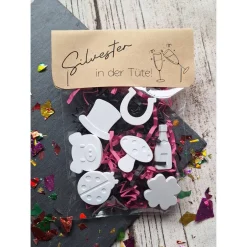 Discount Silvester in der Tüte ~ Geschenk-Set Neujahr ~ Geschenktütchen ~ Mitbringsel ~ Streuteile ~ Deko Winter