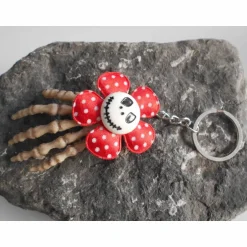 New Skull Totenkopf Skelett Hand, Schlüsselanhänger rot  polka dots Schmuck