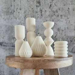 Clearance Sparset 6er Set handgegossene Kerzen - Sojawachs - Gerippte Säulen & Rillenkerzen, vegan, nachhaltig, minimalis Tischdekoration