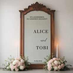 Accessoires|61sekunden Spiegel Hochzeit Aufkleber, Hochzeitsschild Deko, personalisierte Hochzeit Spiegel Aufkleber, Hochzeits-Empfangsschild,