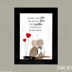 New Steinbild Trauer personalisiert – Was bleibt ist deine Liebe – Trauergeschenk Erinnerungsbild Mutmacher