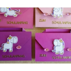 4St.Einladungskarten zur Einschulung Schulanfang Einladung Einhorn Mädchen Einladungskarte 1. Schultag Schulstart Kinder Einschulung