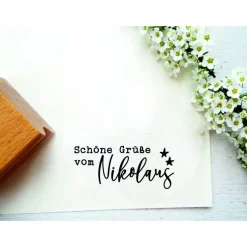 Weihnachtsstempel|schlüsselundwort - stempel Stempel mit Stempeltext: "Schöne Grüße vom Nikolaus"