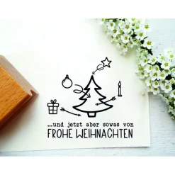 Discount Stempel mit Stempeltext: "Tannenbaum Anleitung ... und jetzt aber sowas von Frohe Weihnachten" Weihnachtsstempel