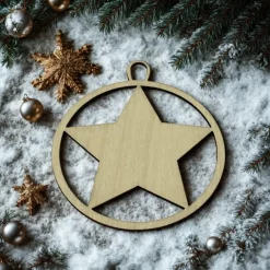 Baumschmuck|Werkstatt am See Stern Geschenkanhänger & Christbaumanhänger aus Holz – Weihnachtsstern aus Birkensperrholz
