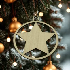 Baumschmuck|Werkstatt am See Stern Geschenkanhänger & Christbaumanhänger aus Holz – Weihnachtsstern aus Birkensperrholz