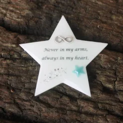 Outlet Stern "never in my arms" für die Gedenkecke weiß Sofortkauf Gedenksteine