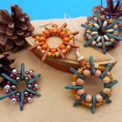 Outlet Sterne, Perlensterne, Set, Keramikperlen, Holzperlen, Glasperlen, Weihnachtsdekoration, Geschenkanhänger, Baumschmuck Baumschmuck
