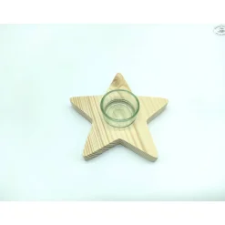 Clearance Stern-Teelichthalter mit Glaseinsatz / Holzstern Weihnachtsdeko