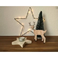 Clearance Stern-Teelichthalter mit Glaseinsatz / Holzstern Weihnachtsdeko