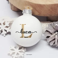 Sticker & Aufkleber|jamsstyle Sticker für Weihnachtskugeln "Name mit Großbuchstabe" NUR AUFKLEBER, Farbe & Name personalisierbar