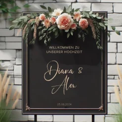 Accessoires|61sekunden Sticker für Willkommensschild Empfangstafel personalisiert,Wedding Verlobung Willkommensschild Hochzeit, Hochzeitsdeko,H