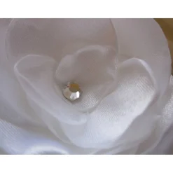New Stoffblume Weiß Satin Braut Brosche und Klammer "Blanche Neige" Hochzeit Brautmode Brautschmuck Brautschmuck