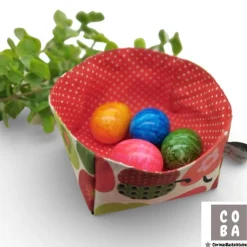 Stoffkörbchen Apfel Retro Design – Osternest aus Baumwolle, verstärkt, Deko & Aufbewahrung Osterkörbchen