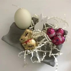 Best Stylisches Eiertablett aus Beton, Eierpappe für 6 Eier zur Dekoration, grau oder weiß, 9,5 x 14 cm Osterkörbchen
