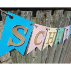 Super schöne Girlande zum Schulanfang auf Wunsch personalisiert mit Wunschnamen Schulkind Girlande in Pastellfarben Kinder Einschulung