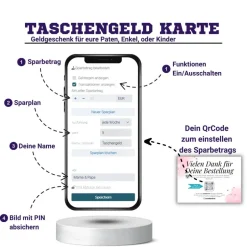 Geldgeschenke|QrCode-Galerie Taschengeld Karte | QrCode Geldgeschenk | Personalisiertes Geschenk für Kinder | Löwe