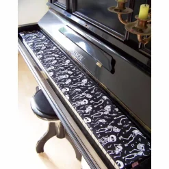 Deko Halloween|artistalista Tastenläufer für Klavier Keyboard Piano Halloween schwarz weiß Längenwahl x Breite 15,5 cm Tastaturabdeckung Klavierabdeckung Tastatur Klaviatur