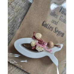 Online Taufe * Alles Gute * Gottes Segen * Karte mit Fisch * Keraflott * Rosa Trockenblumen Glückwunschkarten