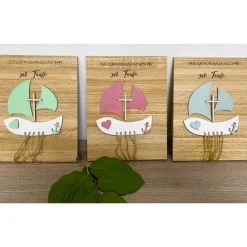 Sale Taufe, Geldgeschenk, Holz, Boot, Geschenk zur Taufe, Glaube, Liebe, Hoffnung, Taufgeschenk Geldgeschenke