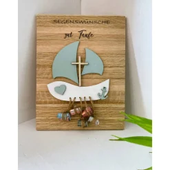Sale Taufe, Geldgeschenk, Holz, Boot, Geschenk zur Taufe, Glaube, Liebe, Hoffnung, Taufgeschenk Geldgeschenke