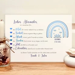 Best Taufgeschenk personalisiert Junge – Geldgeschenk & Bilderrahmen mit Name & Regenbogen Geldgeschenke