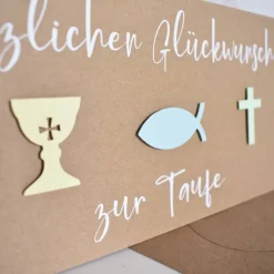 Hot Taufkarte aus Kraftpapier mit Umschlag & Einleger Glückwunschkarten