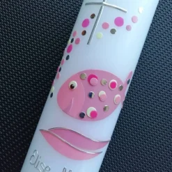 Discount Taufkerze Fisch Bubble Dots - Das ORIGINAL, Taufkerze Mädchen, Taufkerze Mädchen, Wachs, handgemacht, weiß, Made in Germ Taufkerzen