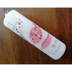 Discount Taufkerze Fisch Bubble Dots - Das ORIGINAL, Taufkerze Mädchen, Taufkerze Mädchen, Wachs, handgemacht, weiß, Made in Germ Taufkerzen