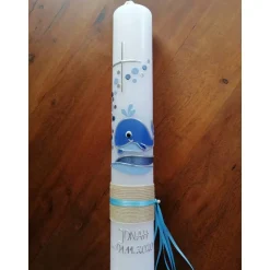 Best Taufkerze Kommunionkerze Kommunionskerze Junge Mädchen Wal Fisch Kreuz modern klassisch - Farbwünsche möglich Kommunionkerzen