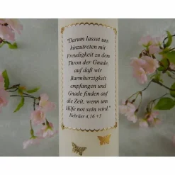 Taufkerzen|Lenz Kerzen Taufkerze Mädchen Lebensbaum rosa gold Baum des Lebens Regenbogen Namenskette Name Datum Spruch individualisierbar