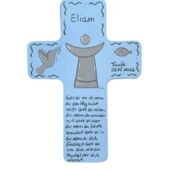 Geschenke|SuAn-Bilder Taufkreuz Holzkreuz Kinderkreuz mit christlichem Motiv  zur Taufe/Geburt/Kommunion
