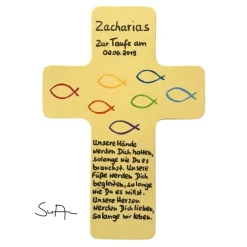 Outlet Taufkreuz Holzkreuz Kinderkreuz mit Fischen zur Taufe Geburt/Kommunion Geschenke