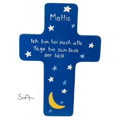 Hot Taufkreuz Holzkreuz Kinderkreuz Mond und Sterne  zur Taufe Geburt/Kommunion Geschenke